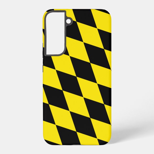 Coque Samsung Galaxy Drapeau diamant Bavière noir et jaune (Verso)