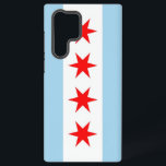 Coque Samsung Galaxy Drapeau Samsung Galaxy S22 Ultra Coque de Chicago<br><div class="desc">Levez votre Samsung Galaxy S22 Ultra avec notre couverture téléphonique exclusive avec le drapeau de Chicago! Réalisée avec une attention minutieuse aux détails, cette couverture présente fièrement les éléments emblématiques du drapeau de la ville de Chicago. Le design comporte quatre étoiles rouges, chacune symbolisant un événement significatif dans l'histoire de...</div>