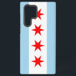 Coque Samsung Galaxy Drapeau Samsung Galaxy S22 Ultra Coque de Chicago<br><div class="desc">Levez votre Samsung Galaxy S22 Ultra avec notre couverture téléphonique exclusive avec le drapeau de Chicago! Réalisée avec une attention minutieuse aux détails, cette couverture présente fièrement les éléments emblématiques du drapeau de la ville de Chicago. Le design comporte quatre étoiles rouges, chacune symbolisant un événement significatif dans l'histoire de...</div>