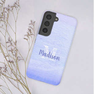Coque Samsung Galaxy Eau de lavande violette aquarelle joli nom initial