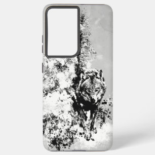 Coque Samsung Galaxy Écart Stalle Loup animal noir blanc