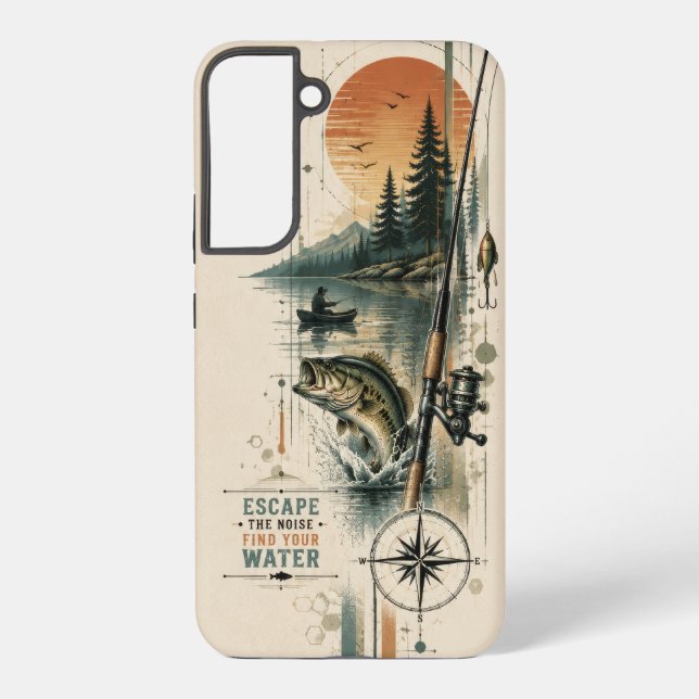 Coque Samsung Galaxy "Échappez au bruit" Pêche à l'ancienne  (Verso)