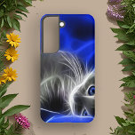 Coque Samsung Galaxy Éclat de chat bleu électrique<br><div class="desc">Améliorez l'apparence de votre téléphone avec cette magnifique illustration d'un chat radieux aux yeux bleus percés et à la fourrure qui ressemble à une pure étoile. Ce design fantaisiste vous apporte une touche de magie et de charme.</div>