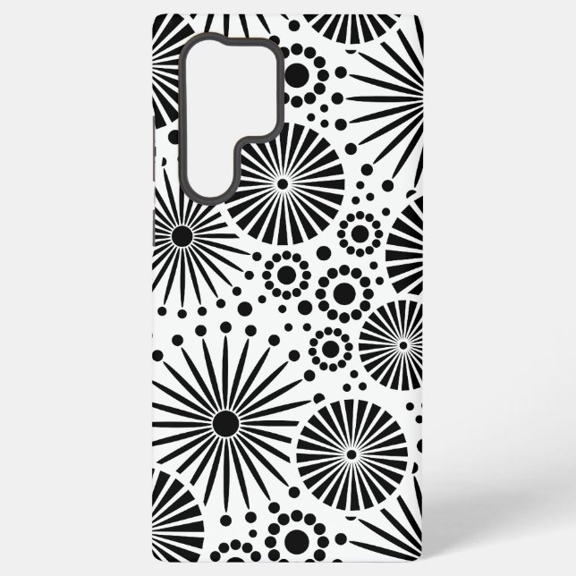 Coque Samsung Galaxy Éclatement d'étoiles géométriques noir et blanc mo (Verso)