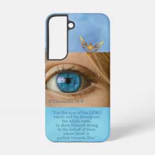Coque Samsung Galaxy Écriture ciel bleu croix du Calvaire colombe dorée