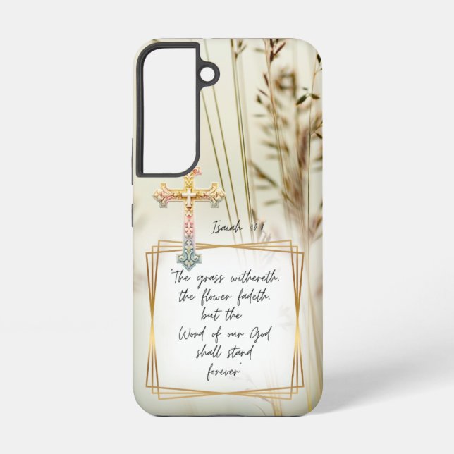 Coque Samsung Galaxy Écriture motivationnelle Nature Herbe Pastel Croix (Verso)