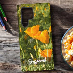 Coque Samsung Galaxy Effet brosse sèche Californie Photo Poppy personna<br><div class="desc">Ce coque présente une photo d'un patch de pavot de Californie numériquement modifié avec un effet de brosse sèche. Personnalisez le champ modèle avec votre nom ou vos initiales et / ou utilisez l'outil Modifier la conception sélectionnez un style de police,  une taille et une couleur que vous voulez.</div>