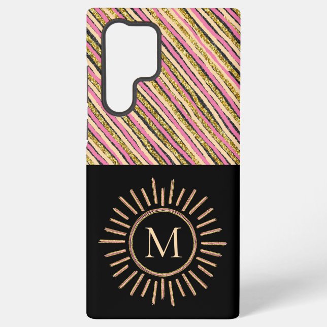 Coque Samsung Galaxy Élégant Abstrait Monogramme Or Jaune (Verso)