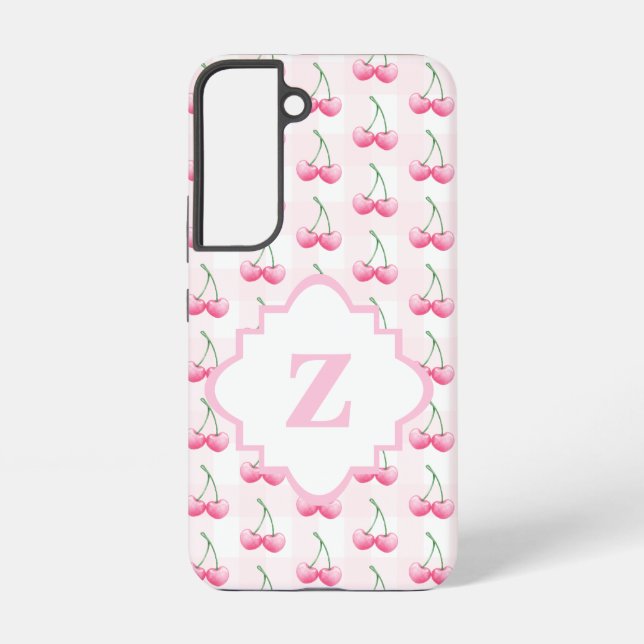 Coque Samsung Galaxy Elégant aquarelle rose cerisier Monogramme (Verso)