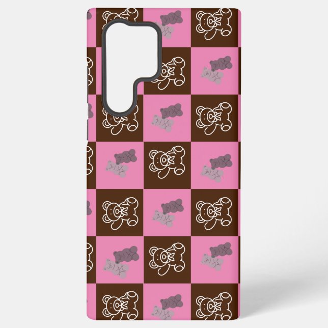 Coque Samsung Galaxy Élégant carreau marron et rose (Verso)
