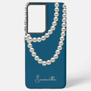 Coque Samsung Galaxy Elégant collier bleu Pearl bleu poussiéreux