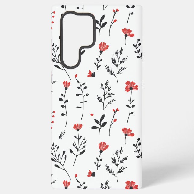 Coque Samsung Galaxy Élégant Floral - Motif botanique rouge et noir (Verso)