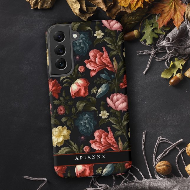 Coque Samsung Galaxy Élégant Imaginaire noir floral personnalisé (Créateur téléchargé)