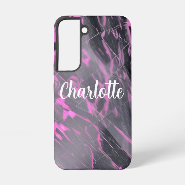 Coque Samsung Galaxy Elégant marbre rose et noir (Verso)