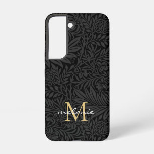 Coque Samsung Galaxy Élégant Monogramme Floral Or Noir