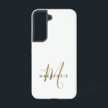 Coque Samsung Galaxy Élégant Monogramme moderne en or blanc<br><div class="desc">Élégant Boîtier de téléphone Monogramme de Script Or Blanc Moderne. Un élégant monogramme en or combiné à une police de san-serif noire propre donne un look contemporain.</div>