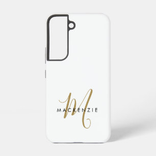 Coque Samsung Galaxy Élégant Monogramme moderne en or blanc