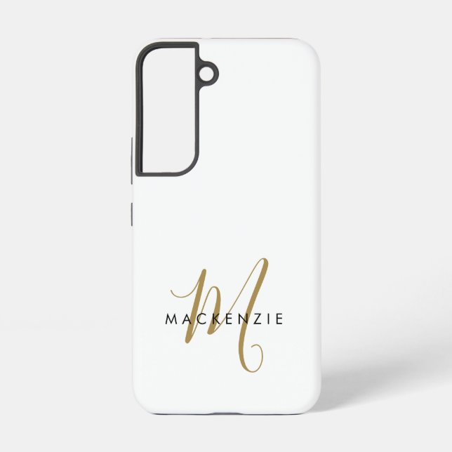 Coque Samsung Galaxy Élégant Monogramme moderne en or blanc (Verso)