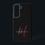 Coque Samsung Galaxy Élégant Monogramme moderne noir rouge<br><div class="desc">Élégant Boîtier de téléphone Monogramme Noir Rouge Moderne. Un élégant monogramme de script rouge combiné à une police blanche de san-serif fait un look contemporain.</div>