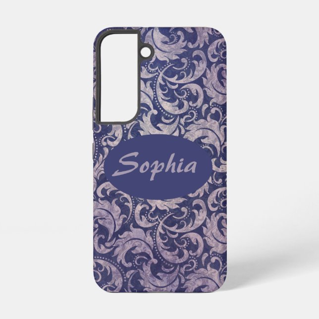 Coque Samsung Galaxy Élégant motif Vintage pourpre damassé (Verso)