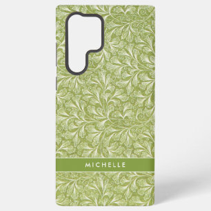 Coque Samsung Galaxy Élégant Nom Personnalisé Botanique Vert