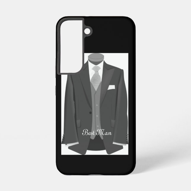 Coque Samsung Galaxy Elegant Script Wedding Tuxedo Suit Best Man (Verso)