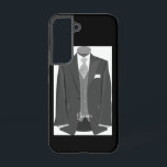 Coque Samsung Galaxy Elegant Script Wedding Tuxedo Suit Groom<br><div class="desc">This Groom bridal fashion design was created for the modern wedding. It has sleek designer accents and a chic contemporary style.</div>