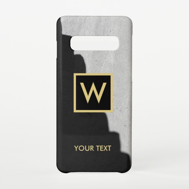 Coque Samsung Galaxy Élégant texte noir et or Monogramme (Dos)