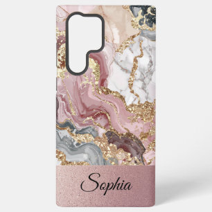 Coque Samsung Galaxy Élégant tourbillon de paillettes rose or tendance