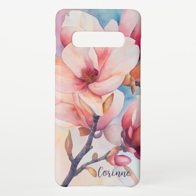 Coque Samsung Galaxy Élégante floraison de Magnolia Rose (Dos)