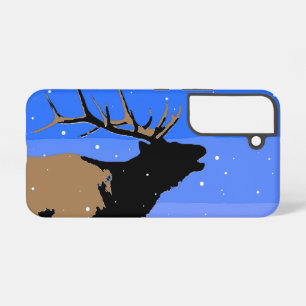 Coque Samsung Galaxy Elk bouillonnant en hiver - Art original de la fau