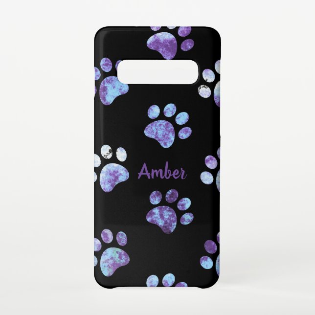 Coque Samsung Galaxy Empreinte de patte texturé violet Motif personnali (Dos)
