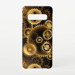 Coque Samsung Galaxy S10 Équipements en laiton sans vapeur<br><div class="desc">Sans joint,  métal,  laiton,  or engrenages sur arrière - plan foncé rouillé. Style Steampunk.</div>