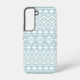 Coque Samsung Galaxy Essence Aztèque Ptn III Blanc sur Bleu Canard