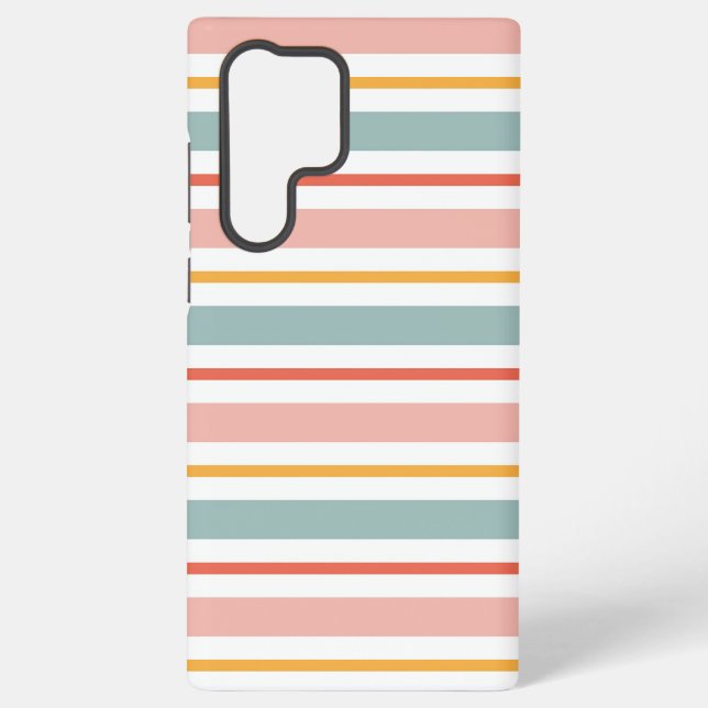 Coque Samsung Galaxy Été Rétro Pastel Rayé Rose Menthe Et Moutarde  (Verso)