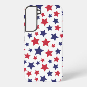 Coque Samsung Galaxy Étoiles rouges et bleues, 4 juillet, fond blanc