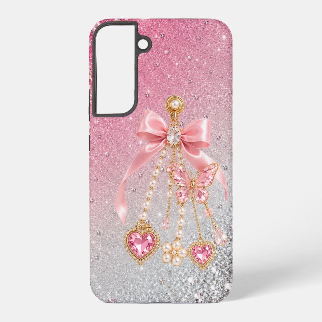 Coque Samsung Galaxy Étui Coquette Lux Papillon Rose S22 Plus (Verso)