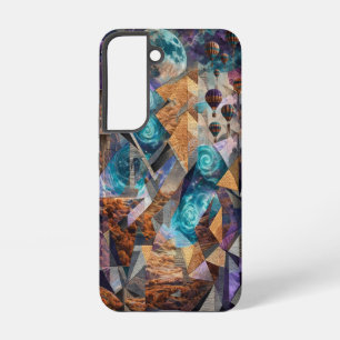 Coque Samsung Galaxy Étui de collage géométrique sarcelle et cuivre de