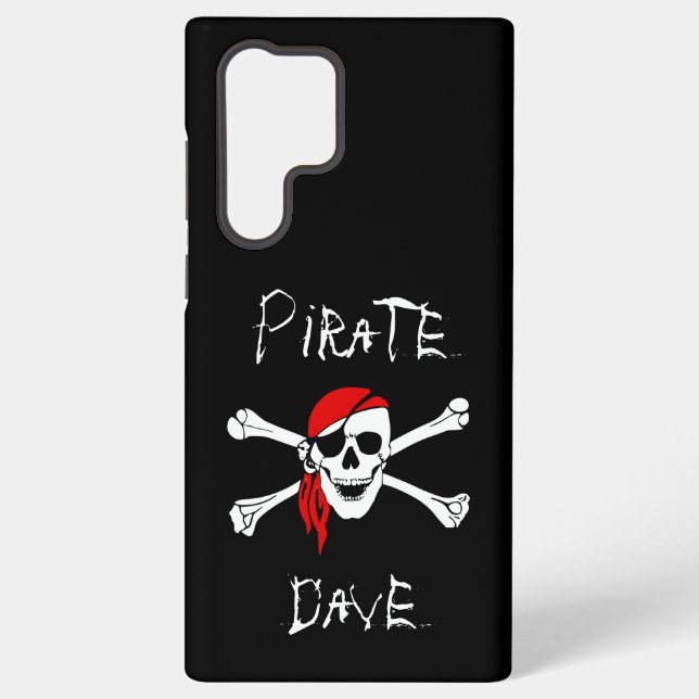 Coque Samsung Galaxy Étui de couverture Samsung crâne de pirate noir et (Verso)