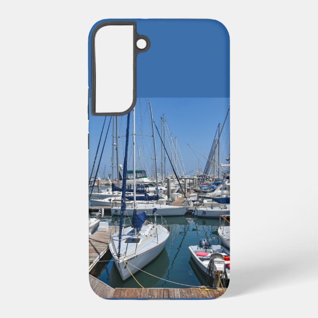 Coque Samsung Galaxy Étui de galaxie côtière Yachts blancs (Verso)
