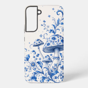 Coque Samsung Galaxy Étui de téléphone à motif floral champignon bleu e