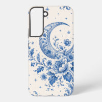 Étui de téléphone à motif floral croissant de lune