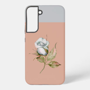 Coque Samsung Galaxy Étui de téléphone Fleur de Rose Grise Bleue Clair