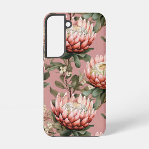Coque Samsung Galaxy Étui de téléphone Fleurs de Protéa Fynbos Rose Bla