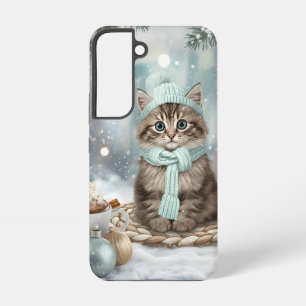 Coque Samsung Galaxy Étui de téléphone Kawaii Chat d'Hiver   Version Sa