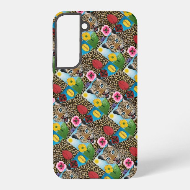 Coque Samsung Galaxy Étui de téléphone léopard et fleurs (Verso)
