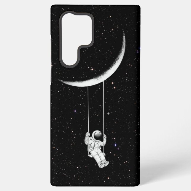 Coque Samsung Galaxy Étui de téléphone « Moon Swing Astronaut » 🌙🚀✨ (Verso)
