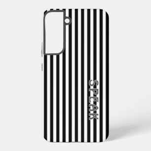 Coque Samsung Galaxy Étui de téléphone Speak Logo Black White Stripes p
