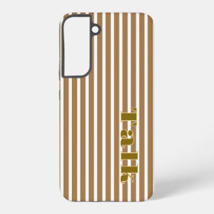 Coque Samsung Galaxy Étui de téléphone Talk Logo Marron Bandes Blanches