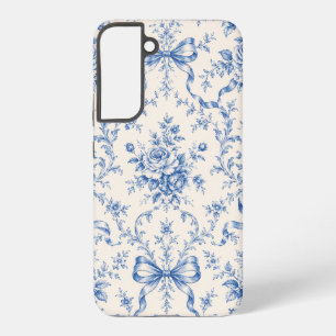 Coque Samsung Galaxy Étui de téléphone Toile Ruban Rose Rococo Bleu